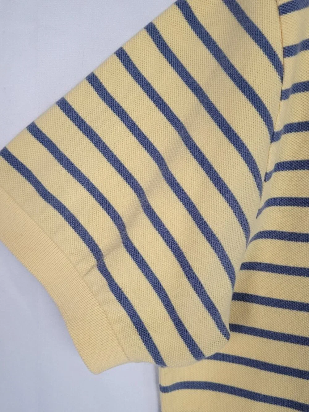 Polo Ralph Lauren Polo Shirt Men's M Yellow Blue Stripe Cotton Pony Logo Preppy